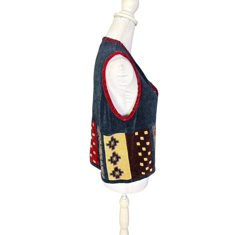 CDG Patchwork Knit Button-Up Sweater Vest With Re… - image 3